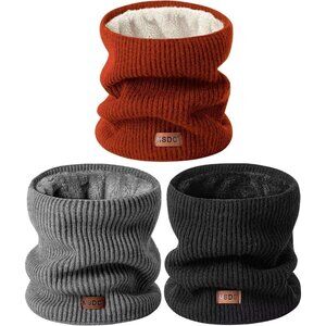 Men Warmer Black,dark Grey 3-Pack Neck Thermal Fleece Cold Weather
